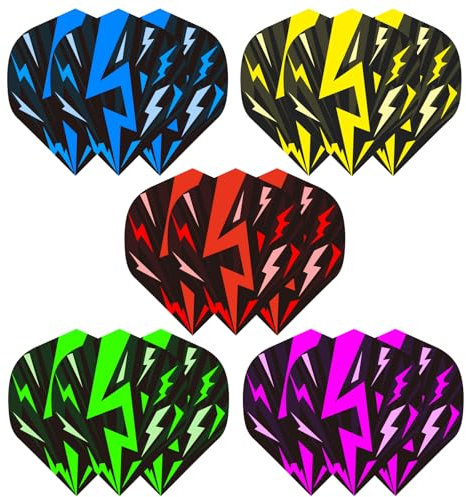 WLHGH Dart Flights, 5 Sets à 3 Stück, insgesamt 15 Premium PET Standard Dartflights für Soft und Steel-Tip Dartpfeile