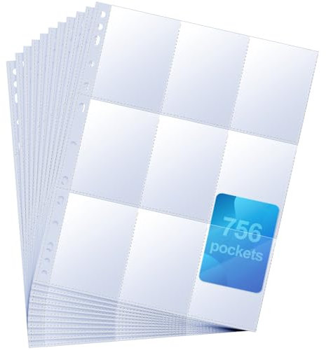 VYYTYYA Raccoglitore Carte da 42 fogli, Buste Carte da 756 tasche [Rinforzo bordi] trasparenti Bustine per Cart e, Album Cart e da 9 tasche per Pokemon e Car te fotografiche