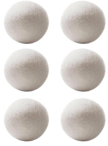 Apparel Wool Drying Balls' Lint Dryer, Set of Static Reducers and Wrinkles of 6, Wool Balls Replaces Hair Dryer Sheets, Reusable Fabric Softener