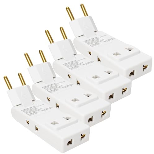 LED ATOMANT Pack 4X Ladrón Enchufe Ultra Plano con 4 Enchufes Doble (Europeo Tipo A-F y Americano Tipo A) Cabezal Giratorio 180º. Ideal para Espacios reducidos