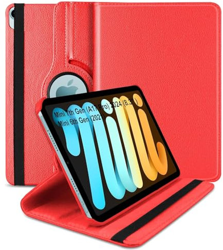 World biz Étui rotatif pour iPad mini (A17 Pro, modèle 2024, 7ème génération)/mini 6 (modèle 2021, 6ème génération), support de protection rotatif à 360 degrés, fonction veille/réveil automatique