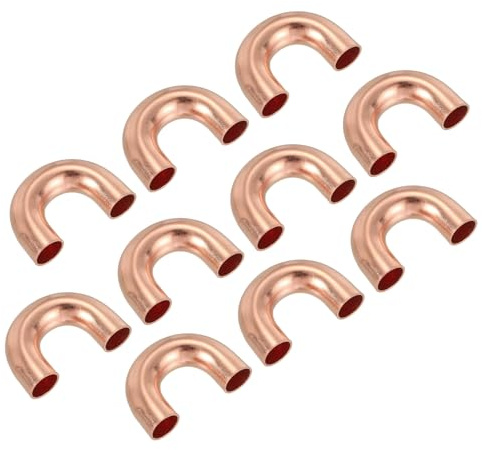 PATIKIL 5/16 OD 19x28mm Raccord de Tuyau Coudé en Cuivre 180 Degrés, 10pcs Raccord à Souder d'Arrosage Durite Essence, Raccords Tuyauterie Connexion pour HVAC Climatisation Plomberie