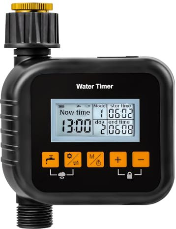 Skeadex Bewässerungscomputer, Wasserzeitschaltuhr Garten Bewässerungsuhr Automatische Bewässerung mit Manueller Bewässerungs & LCD-Display Wasserdicht Beregnungscomputer