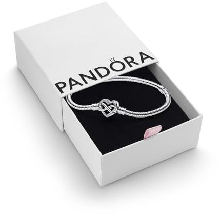 PANDORA Moments Sparkling Infinity Heart Clasp Snake Chain Bracelet, Size 16- With Gift Box