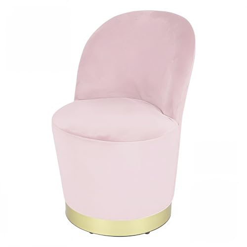 FWStyle Loretta Dusty Pink Velvet Lightweight Barrel Chair – Modern Round Accent Chair with Gold Base – Tub-Style Lounge Seat for Bedroom, Living Room or Office