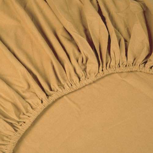 Kayori Showa Spannbettlaken Flanell Gold 180x200 cm, Matratzenhöhe bis 35cm