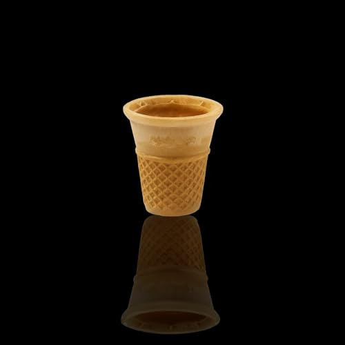 Cone King's Waffelbecher Klein mit Doppelrand, Knusprige Eiswaffeln, Halbsüß, Vegan, 56x60mm, für Gelato, Sorbet, Softeis und vieles mehr (30 Stück)