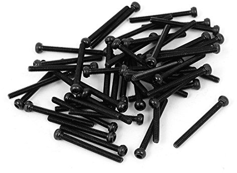 sourcing map 50 Stück M2x20mm Legierter Stahl Innensechskant Kopf Rändelschraube Bolzen Zylinderkopfschrauben Schwarz