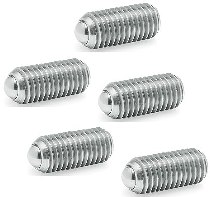Ganter Normelemente GN 615.3-M6-KN 3-M6-KN-Federnde Druckstücke mit Innensechskant, Silber, Gewinde d1: M6, 5 Stück