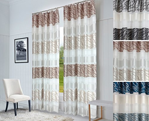 Sun World Vorhang nach Maß Trondheim, Gardinen nach Maß, Gardine maßgeschneidert, Kräuselband, Schlaufen, Maßanfertigung von 70cm bis 330cm Höhe, Braun (330cm)