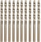 Hymnorq 10-Piece M35 Cobalt Steel Drill Bit Set for Metals, 4.2mm Metric, Fully Ground, 135° Split Point, Bronze Finish, DIN338 Standard, in Tough Transparent PP Case