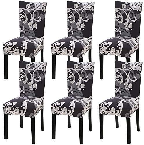 Fuloon Stuhlhussen 4er 6er Set, Stuhlüberzug Universal Stretch Abnehmbare Stuhlbezug, Bezüge für Esszimmerstühle Schwingstuhl Moderne Hochzeit Bouquet, Hotel, Restaurant Dekor