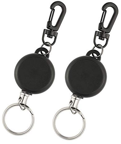 TUPARKA 2 Piezas Heavy Duty retractil Llavero Insignia Carrete Clips con 60 cm / 23,6 Pulgadas de Cuerda de Alambre de Acero