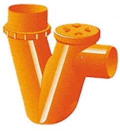 SIFONE VERTICALE TIPO V-O SUPER TUBI RACCORDI PVC ARANCIO EDILIZIA D. 100 mm