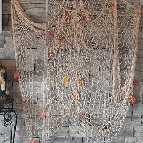 AOFOX Dekoratives Fischernetz, Mediterraner Ozean, Pirat, Strand, Partydekoration (Beige, 2 m x 4 m)