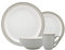 Denby - Elements Light Grey Dinner Set For 1 - 4 Piece Ceramic Tableware - Dishwasher Microwave Safe Crockery Single Place Setting - 1 x Dinner Plate, 1 x Small Plate, 1 x Cereal Bowl, 1 x Coffee Mug
