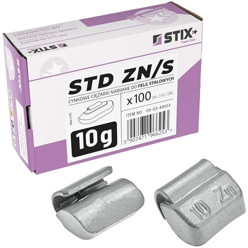Stix 100x Schlaggewichte 10g - Zink-Auswuchtgewichte - 100er Pack für Stahlfelgen - Wuchtgewichte mit polimerbeschichtung - präzises Wuchten und Schutz vor Korrosion