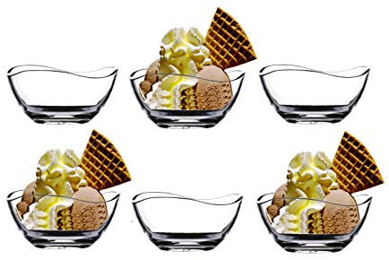 LAV Glass Ice Cream Bowls Set Of 6 Glass Dessert Sundae Bowls Clear Glass Ice Cream Serving Dishes Fruit Salad Cocktail Pudding Appetizer Bowls 31cl/310ml