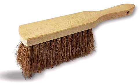 Balayette Brosse en Fibres Naturelles de Coco | Manche Court en Bois | Longueur 29 cm | Poussière Sable Terre plâtre Ciment Cendres cheminées barbecues | Kibros 2155