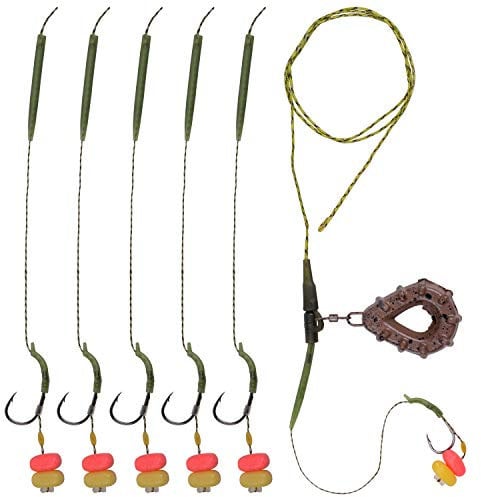 Carp Fishing Rigs Kit, Boilies Bait Rigs with Sinker Corn Bait Curved Barbed Hook Swivel Carp Fishing Accessories Equipment