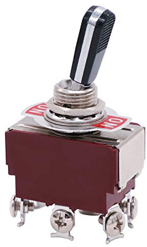mxuteuk Interruttore a levetta per impieghi gravosi 20A 125V DPDT Interruttore ON/ON a 2 posizioni a 6 pin con impugnatura resistente all'usura in PC nero, TEN-A-6210BK