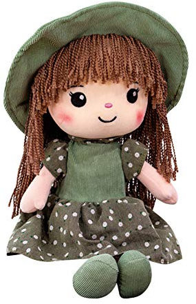 Surakey Kuschelpuppe Weiche Stoffpuppe mit Kleidung und Haar für Kinder Mädchen von 0-5 Jahren, Baby Mädchen Geschenke Baby Puppe Doll Taufgeschenk Plüschtier Handmade Textilpuppen Gefüllte Puppen