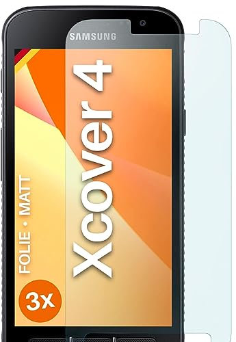 moex FlexProtect matte Schutzfolie für Samsung Galaxy Xcover 4 Displayschutz Folie matt gegen Reflexionen, Anti Reflex Handyfolie mit Sonnenschutz, Kompatibel mit jeder Handyhülle, 3 Stück