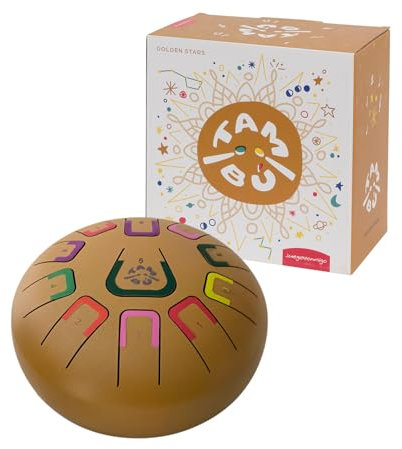 TAMBÚ Zungentrommel aus Stahl, 20,3 cm, 11 Noten, Handpan, Metall-Percussion-Instrument (Gold)
