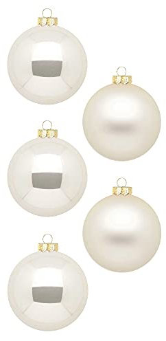 Inge Glas Magic Weihnachtskugeln klein | 36 Kugeln 4cm | Christbaumkugeln aus Glas (Champagne | beige matt/Glanz)