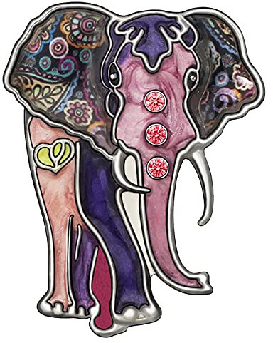 DUOWEI Emaille Glänzend Strass Elefant Brosche Elegante Tiere Anstecknadel Revers Kleidung Schal Frauen Teenager Schmuck Geschenk (Violett)