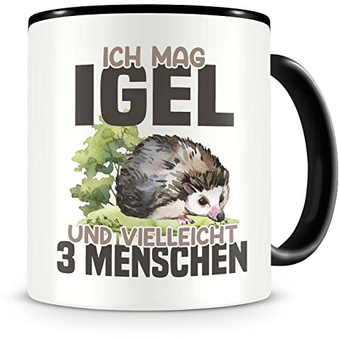 Samunshi® Igel Tasse mit Spruch Ich mag Igel Geschenk für Fans Kaffeebecher Kaffeetasse Lustige Tassen zum Geburtstag schwarz Keramik 300ml