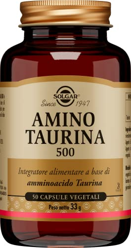 Solgar Amino Taurina 500 mg 50 Capsule Vegetali Integratore Vegano | Con 500 mg di taurina per capsula. Adatto ai vegani, senza lattoderivati e certificato KOF-K.