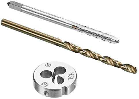 sourcing map Tap and Die and Drill Bit Set, M3 x 0.5 Left Hand Thread Milling Tap and Round Die, 2.5mm Cobalt High Speed Steel Twist Drill Bit