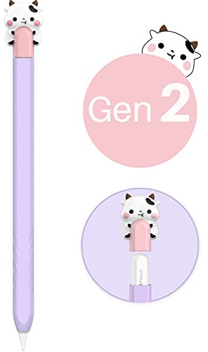 NIUTRENDZ Carino Mucca Custodia per Apple Pencil 2a Generazione & Apple Pencil Pro Custodia Protettiva in Silicone Rosa