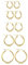Adramata 5Parr Creolen Silber/Gold Damen Klein Ohrringe Chirurgenstahl Hypoallergen Leicht Ohrringe Set Klein Creolen Ohrringe für Damen 10/12/15/20/25 mm