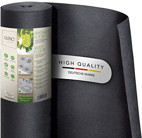 LILENO HOME Toile anti-mauvaises herbes pour jardin, 25 m², 150 g/m², perméable à l'eau, indéchirable, résistant aux UV, 1 m x 25 m
