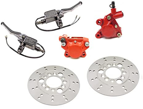 Bremspumpe Bremssattel Bremsscheiben-Set vorne + hinten passend für Yamaha Aerox, MBK Nitro 50 – Bremsen Regenerationsset mit Bremsbelägen und Scheiben