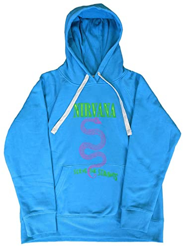 Nirvana Hoodie Serve The Servants Band Logo Official Unisex Blue Pullover L
