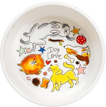 Blond Amsterdam Hundenapf 15,5cm – Futternapf mit Hundeillustrationen, Kunststoff, farbenfrohes Design, ideal für Futter und Wasser