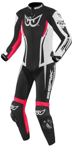 Berik Monza Damen 1-Teiler Motorrad Lederkombi, schwarz/weiß/pink, 50