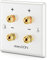 deleyCON Wall Socket for Multimedia Speakers Junction Box Wall Plate with Banana Sockets for 2 Speaker (Red/Black) - Surround Sound System Home Cinema