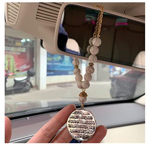 Islam Koran Fatiha blaue Perlen Allah Auto Rückspiegel Fatiha Edelstahl Auto Anhänger hängen