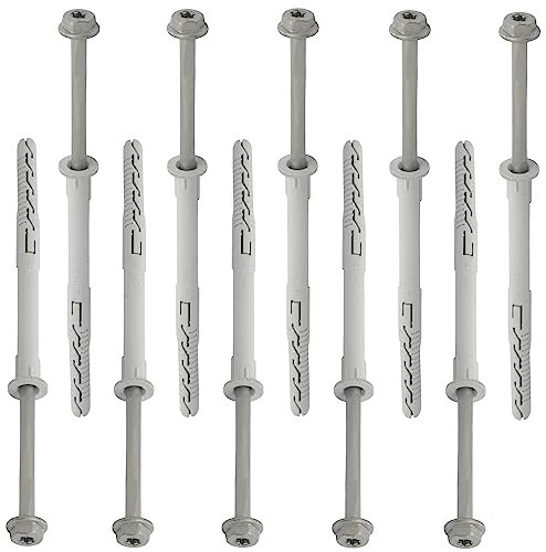 AERZETIX - C67139 - Set di 10 tasselli in plastica Ø10x140mm con flangia + 10 viti Ø7x150mm autofilettanti con flangia a testa esagonale impronta a stella TX40 - fissaggio mattone cemento