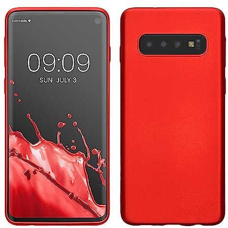 kwmobile Case kompatibel mit Samsung Galaxy S10 Hülle - Schutzhülle aus Silikon metallisch schimmernd - Handyhülle Metallic Dunkelrot