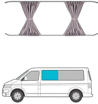 Window Sun Shade Curtain Compatible with VW Transporter T5 2003-2015 and Medium T6 2015-2023 Behind Passanger Grey Campervan Auto Protection Visor Blinds Block UV Rays and for Privacy