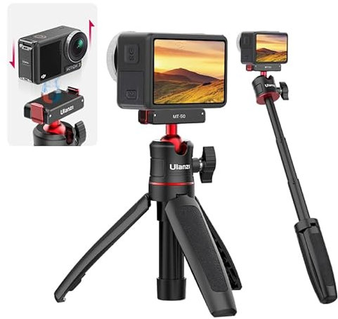 ULANZI Mini Trípode Magnético para DJI Action 4/3 - Con Articulación Esférica, Cierre Rápido, Altura Ajustable - Compacto y Portátil