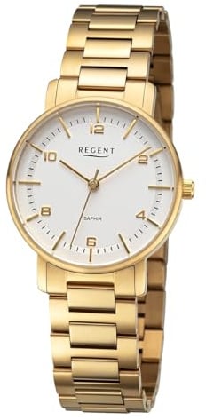 REGENT Damenuhr Stahl IPG vergoldet ⌀32mm Saphirglas Druckfaltschließe F-1483