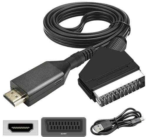 LNGJIN Cavo SCART HDMI,Adattatore da Scart a HDMI,Convertitore Audio Video,Cavo Adattatore Scart HDMI per HDTV STB VHS Xbox PS3 Sky DVD Blu-Ray,Convertitore Scart a HDMI HD 720/1080P Video Audio