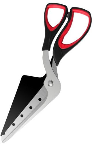 Frepxzlk Pizza Scissors with Shovel, Pizza Cutter Scissors, Food-Grade Sharp Stainless Steel Blade and Soft Grip Handle, Black/Grey