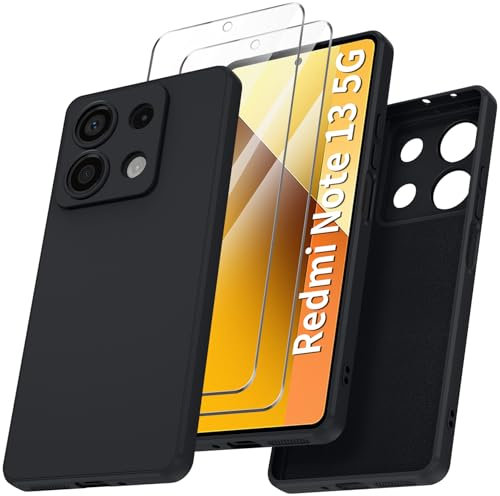 Qasyfanc Coque Protection Caméra pour Xiaomi Redmi Note 13 5G (Non pour 4G), Coque Redmi Note 13 5G Silicone Housse de Protection Antichoc, Mince, Souple, Élégante, Noir
